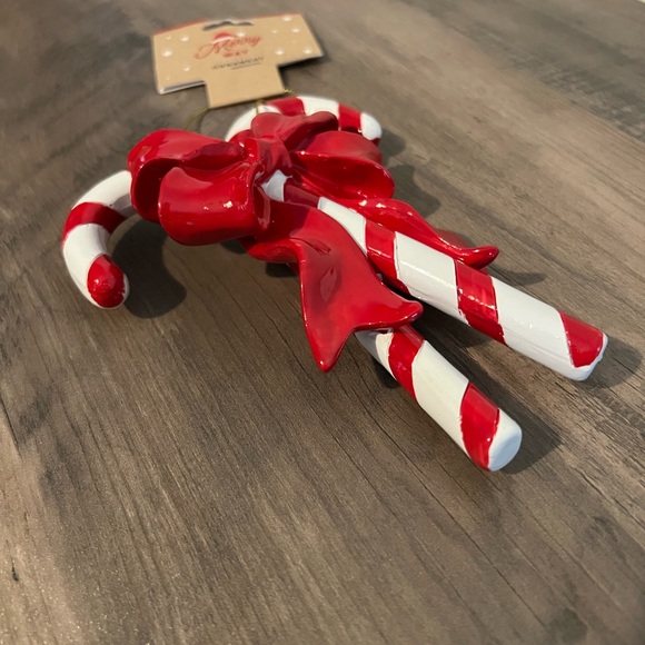 NEW Home Goods TjMaxx Candy Cane W/ Red Bow Ribbon Resin Christmas Tree Ornament - Picture 8 of 9
